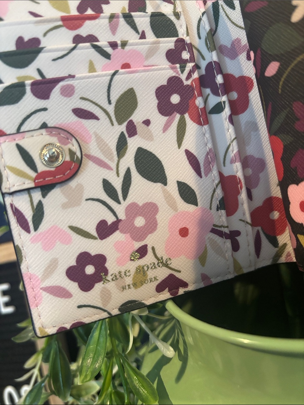 kate spade Black Floral Zip Cosmetic Pouch with Pink & Red Flowers - Picture 6 of 10